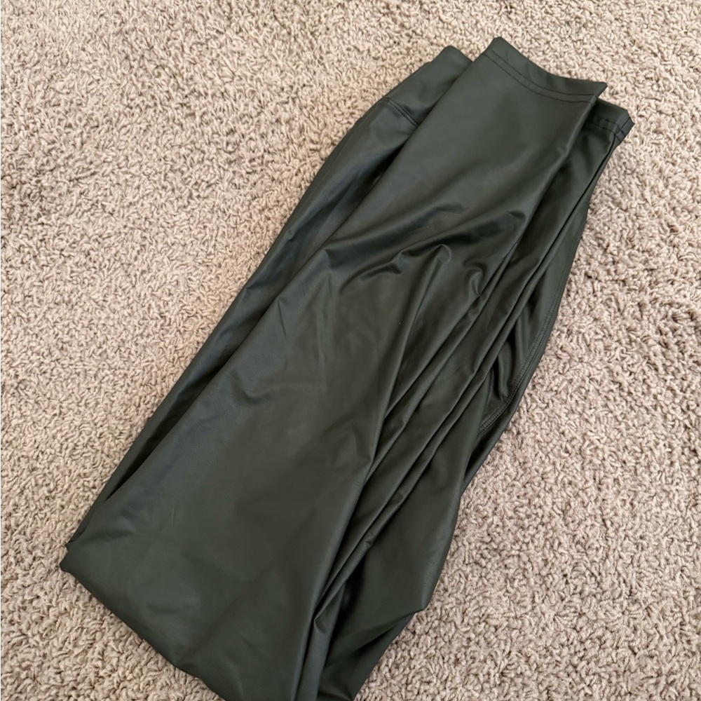 Dark Green Faux Leather Leggings